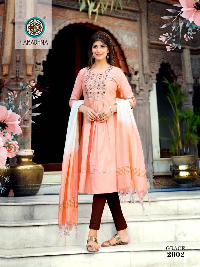 Aradhna Grace 2 New Ethnic Wear Nayra Cut Kurti With Dupatta Collection